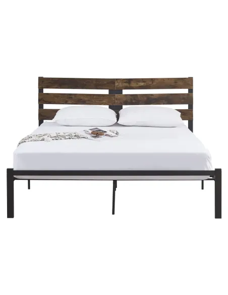 Pat ANEYA, dormitor, 180x200, stejar rustic/metal | MobilaOK