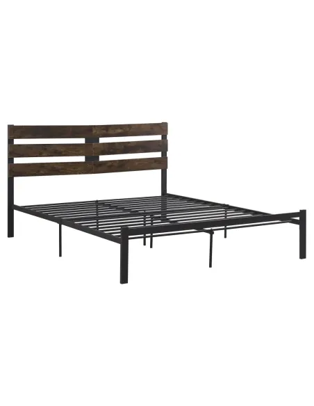 Pat ANEYA, dormitor, 180x200, stejar rustic/metal | MobilaOK