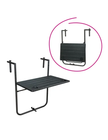 Masă pliantă balcon UZOR, neagră, 60x61x83.5 cm, oțel/plastic | MobilaOK