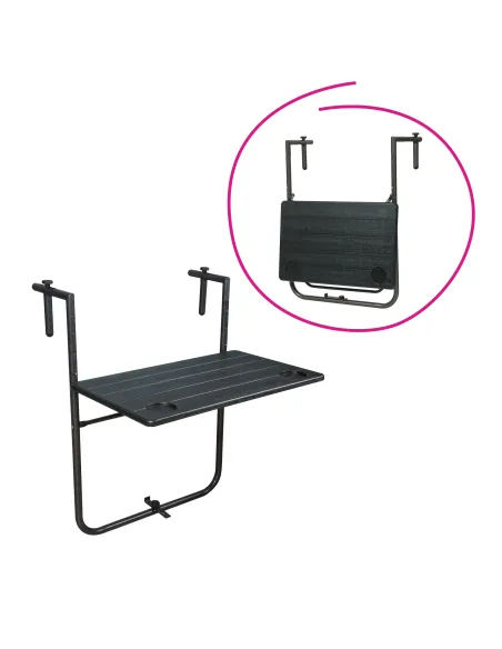 Masă pliantă balcon UZOR, neagră, 60x61x83.5 cm, oțel/plastic | MobilaOK
