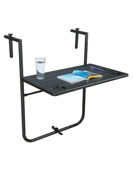 Masă pliantă balcon UZOR, neagră, 60x61x83.5 cm, oțel/plastic | MobilaOK