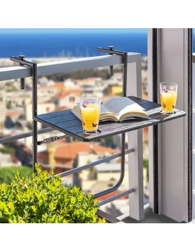 Masă pliantă balcon UZOR, neagră, 60x61x83.5 cm, oțel/plastic | MobilaOK