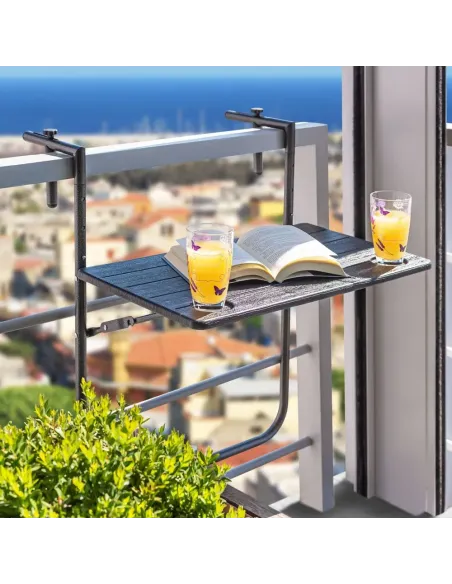 Masă pliantă balcon UZOR, neagră, 60x61x83.5 cm, oțel/plastic | MobilaOK