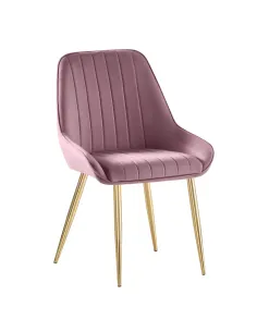 Scaun PERLIA dining, 56x62x89 cm, catifea velvet/crom auriu | MobilaOK