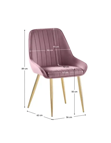 Scaun PERLIA dining, 56x62x89 cm, catifea velvet/crom auriu | MobilaOK