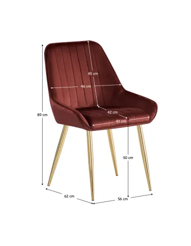 Scaun Dining PERLIA, sufragerie/dining, 56x62x89 cm, catifea/crom | MobilaOK