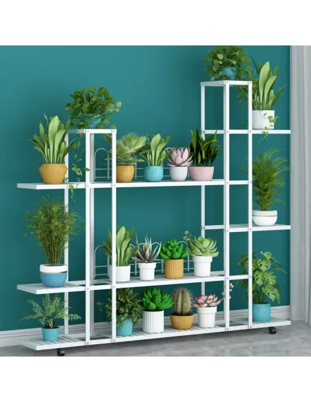 Raft, LASKIA, depozitare living/birou, 120x27x114.5 cm, Metal si Plastic | MobilaOK