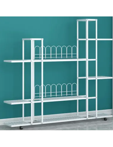 Raft, LASKIA, depozitare living/birou, 120x27x114.5 cm, Metal si Plastic | MobilaOK