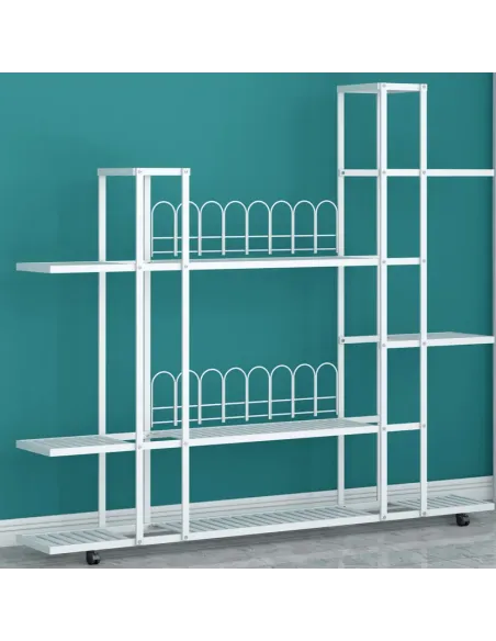 Raft, LASKIA, depozitare living/birou, 120x27x114.5 cm, Metal si Plastic | MobilaOK