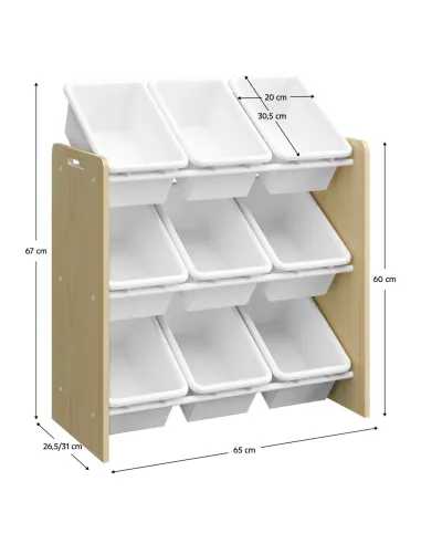 Organizator Jucării BOIS, camera copil, 65x67x31 cm, PAL/MDF, plastic, metal | MobilaOK
