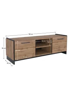 Măsuță TV AMONI 2D pentru living, 159x45x50 cm, PAL melaminat | MobilaOK 2