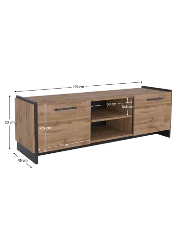 Măsuță TV AMONI 2D pentru living, 159x45x50 cm, PAL melaminat | MobilaOK