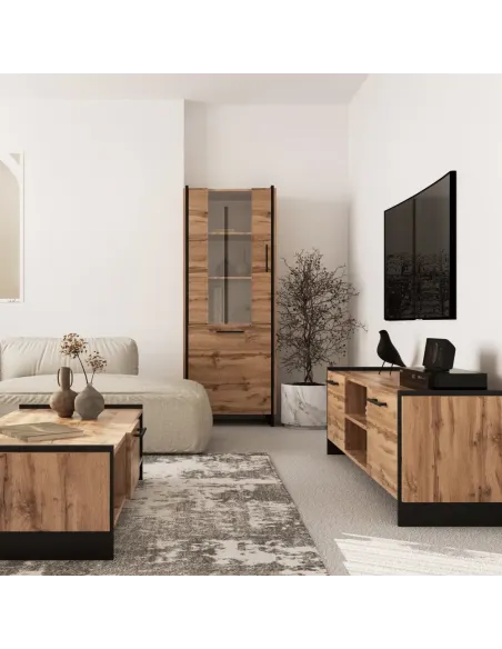 Măsuță TV AMONI 2D pentru living, 159x45x50 cm, PAL melaminat | MobilaOK