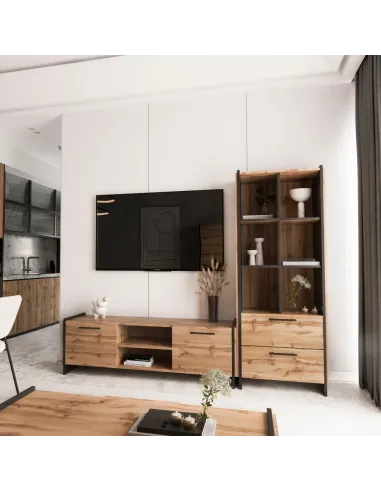 Măsuță TV AMONI 2D pentru living, 159x45x50 cm, PAL melaminat | MobilaOK