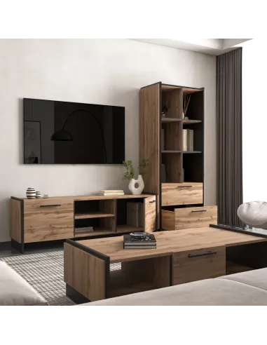 Măsuță TV AMONI 2D pentru living, 159x45x50 cm, PAL melaminat | MobilaOK