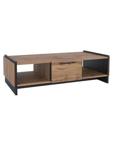 Măsuță de cafea AMONI 1S living, 126x60x35 cm, PAL lamina stejar wotan/negru | MobilaOK
