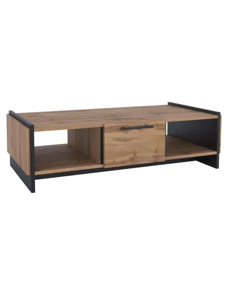 Măsuță de cafea AMONI 1S living, 126x60x35 cm, PAL lamina stejar wotan/negru | MobilaOK