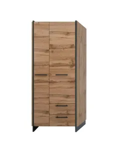 Dulap AMONI, dormitor/hol, 82x45x192.5 cm, PAL melaminat stejar wotan/negru | MobilaOK