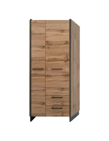 Dulap AMONI, dormitor/hol, 82x45x192.5 cm, PAL melaminat stejar wotan/negru | MobilaOK