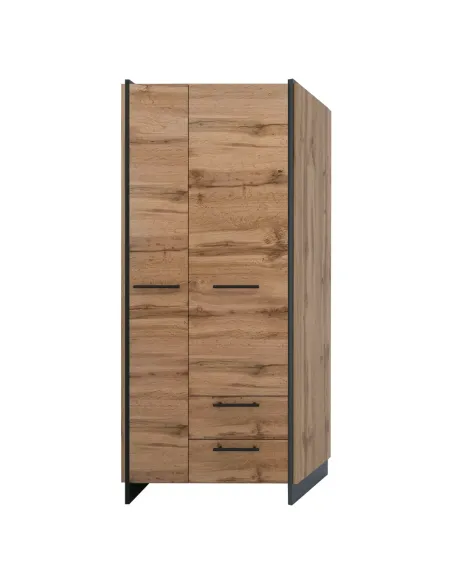Dulap AMONI, dormitor/hol, 82x45x192.5 cm, PAL melaminat stejar wotan/negru | MobilaOK