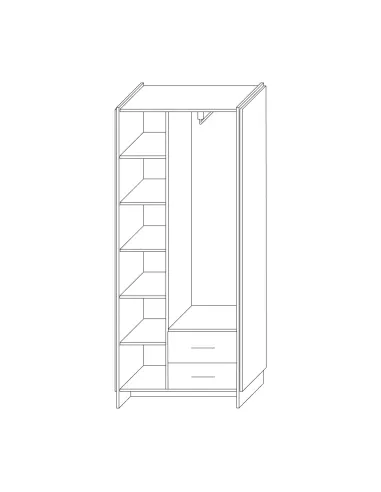 Dulap AMONI, dormitor/hol, 82x45x192.5 cm, PAL melaminat stejar wotan/negru | MobilaOK