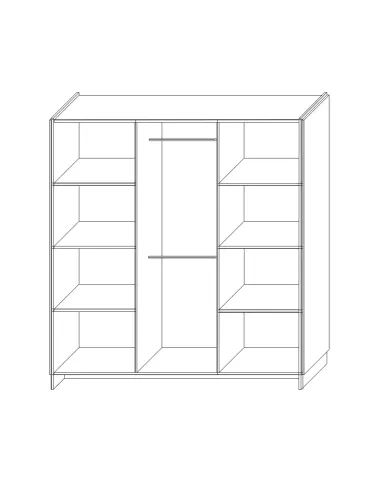 Dulap AMONI 3D, dormitor/hol, 180x52x192.5 cm, PAL melaminat stejar wotan/negru | MobilaOK