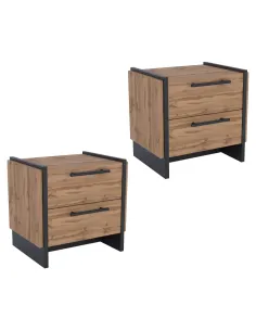 Noptieră, set 2, AMONI, dormitor, 48x36x45 cm, PAL melaminat | MobilaOK
