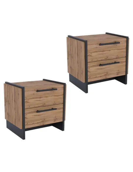 Noptieră, set 2, AMONI, dormitor, 48x36x45 cm, PAL melaminat | MobilaOK