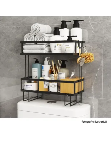 Organizator Baie SABRINA pentru deasupra WC-ului, 34x15x36 cm, Oțel Carbon | MobilaOK