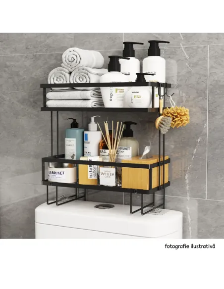 Organizator Baie SABRINA pentru deasupra WC-ului, 34x15x36 cm, Oțel Carbon | MobilaOK