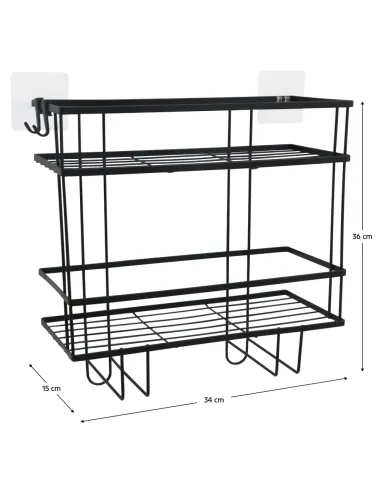 Organizator Baie SABRINA pentru deasupra WC-ului, 34x15x36 cm, Oțel Carbon | MobilaOK