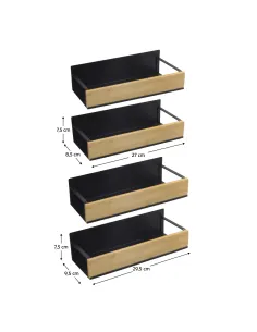 Poliță, ZOBER TYP 1, bucătărie, 27x8.5x7.5 cm & 29.5x9.5x7.5 cm, Bambus și Oțel | MobilaOK 2