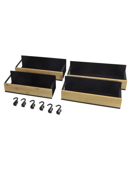 Poliță, ZOBER TYP 1, bucătărie, 27x8.5x7.5 cm & 29.5x9.5x7.5 cm, Bambus și Oțel | MobilaOK
