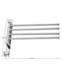 Suport prosop, HOLDER, baie, 35.5x2.6x24.5 cm, Oțel inoxidabil | MobilaOK 2