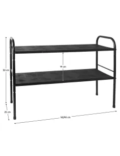 Raft, SOMER, bucătărie baie birou, 50-90x25x50 cm, Oțel, negru | MobilaOK 2