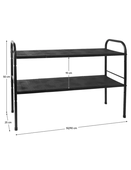 Raft, SOMER, bucătărie baie birou, 50-90x25x50 cm, Oțel, negru | MobilaOK