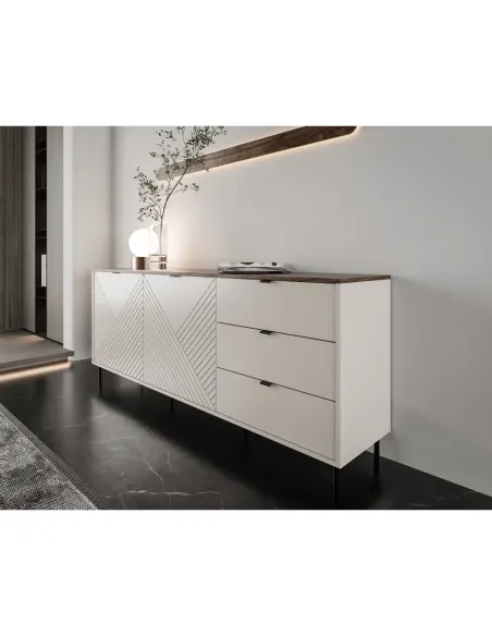 Comodă EYCO 2D3S pentru dormitor/hol, 183.4x40x75.2 cm, PAL/MDF | MobilaOK