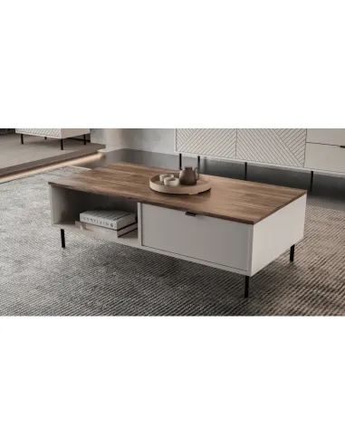 Măsuță de cafea EYCO, living, 110x60x37 cm, PAL/MDF înfoliat și metal | MobilaOK