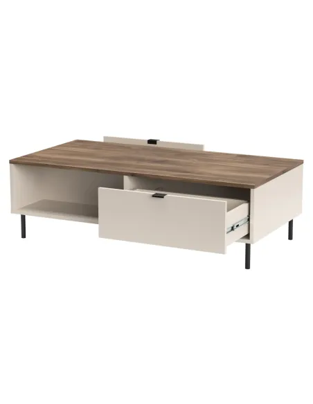 Măsuță de cafea EYCO, living, 110x60x37 cm, PAL/MDF înfoliat și metal | MobilaOK