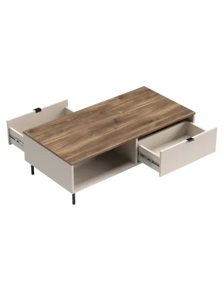 Măsuță de cafea EYCO, living, 110x60x37 cm, PAL/MDF înfoliat și metal | MobilaOK