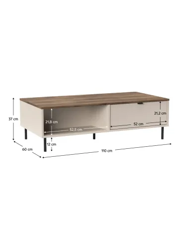 Măsuță de cafea EYCO, living, 110x60x37 cm, PAL/MDF înfoliat și metal | MobilaOK