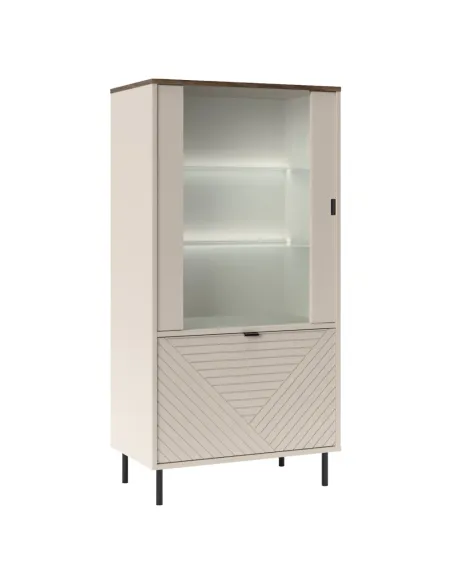 Vitrină joasă EYCO, living/hol, 63.4x40x135.2 cm, PAL/MDF și metal | MobilaOK