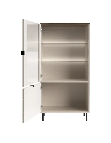 Vitrină joasă EYCO, living/hol, 63.4x40x135.2 cm, PAL/MDF și metal | MobilaOK