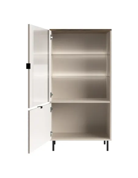 Vitrină joasă EYCO, living/hol, 63.4x40x135.2 cm, PAL/MDF și metal | MobilaOK