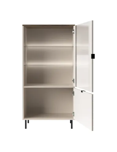 Vitrină joasă EYCO, living/hol, 63.4x40x135.2 cm, PAL/MDF și metal | MobilaOK