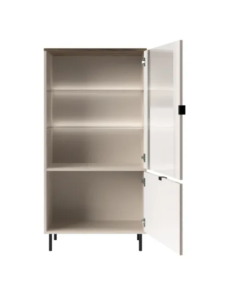 Vitrină joasă EYCO, living/hol, 63.4x40x135.2 cm, PAL/MDF și metal | MobilaOK