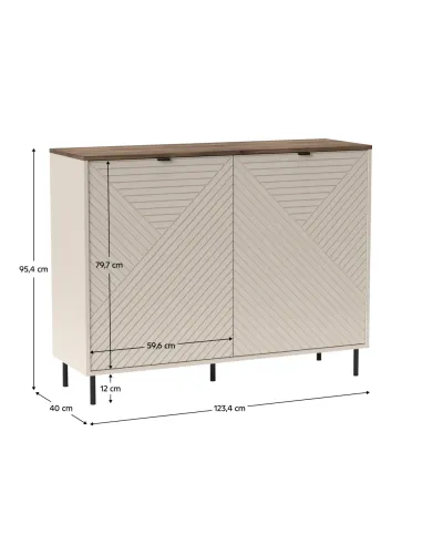 Comodă EYCO 2D pentru dormitor/living, 123.4x40x95.4 cm, din PAL melaminat | MobilaOK