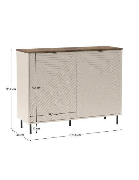 Comodă EYCO 2D pentru dormitor/living, 123.4x40x95.4 cm, din PAL melaminat | MobilaOK