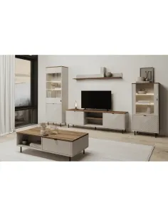Comodă EYCO 2D pentru dormitor/hol, 153.4x40x95.4 cm, PAL/MDF cu finisaj stejar castello | MobilaOK 2