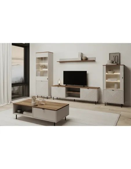 Comodă EYCO 2D pentru dormitor/hol, 153.4x40x95.4 cm, PAL/MDF cu finisaj stejar castello | MobilaOK